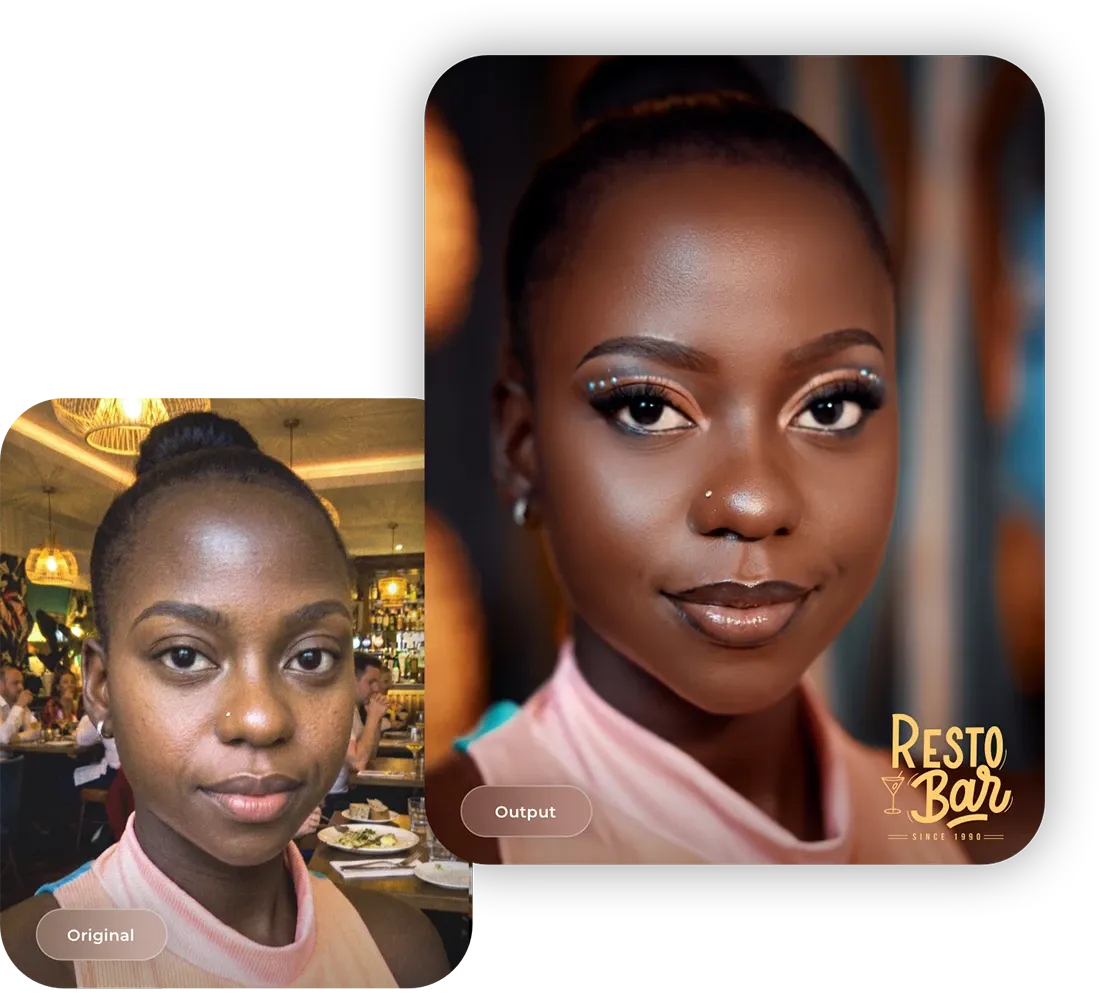 Casual smartphone photo transformed into a polished, studio-quality AI portrait