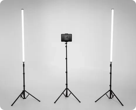 DIY photo booth setup with tube lights