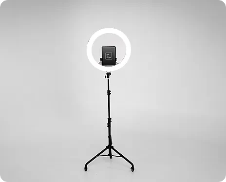 DIY photo booth setup with ring light