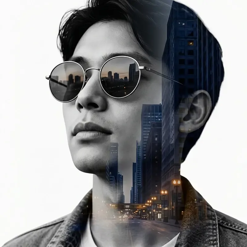 AI photo booth double-exposure artistic effect
