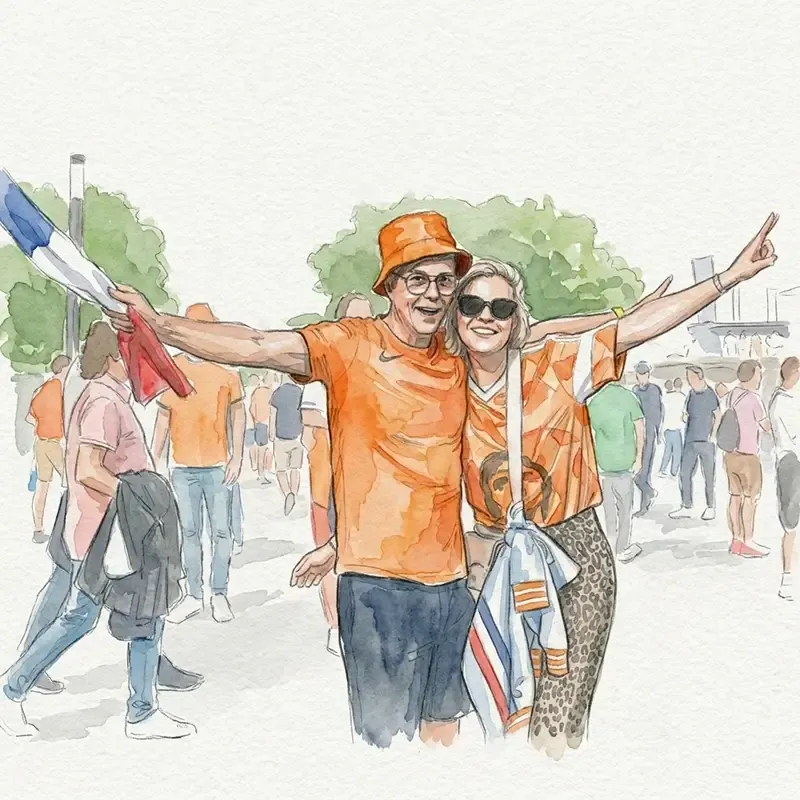 Watercolor-style AI portrait of a sports fan wearing team colors