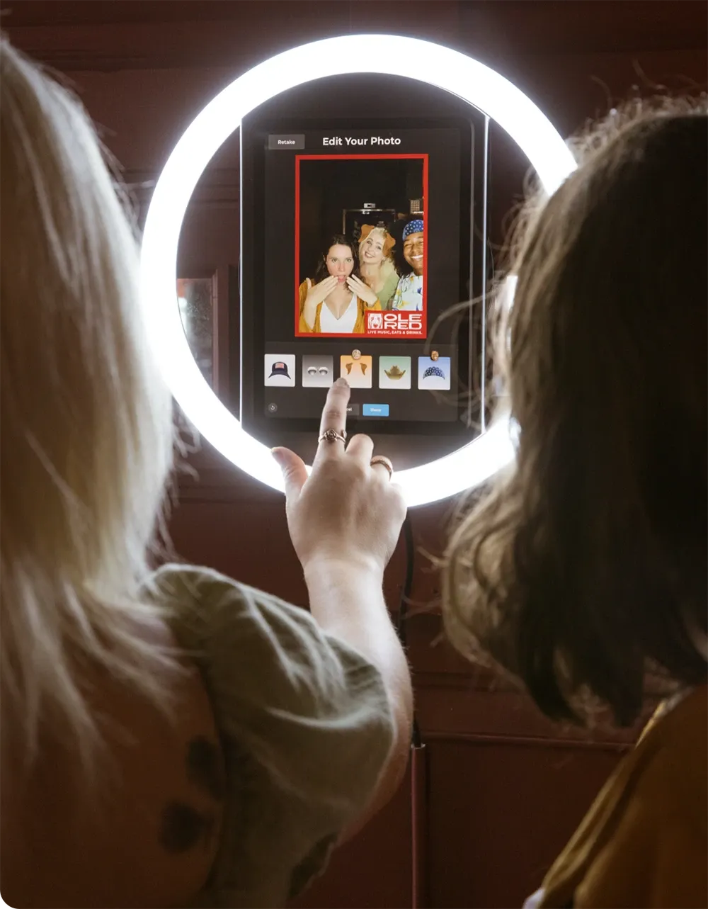 Simple Booth tablet setup in a photo booth kiosk at a venue