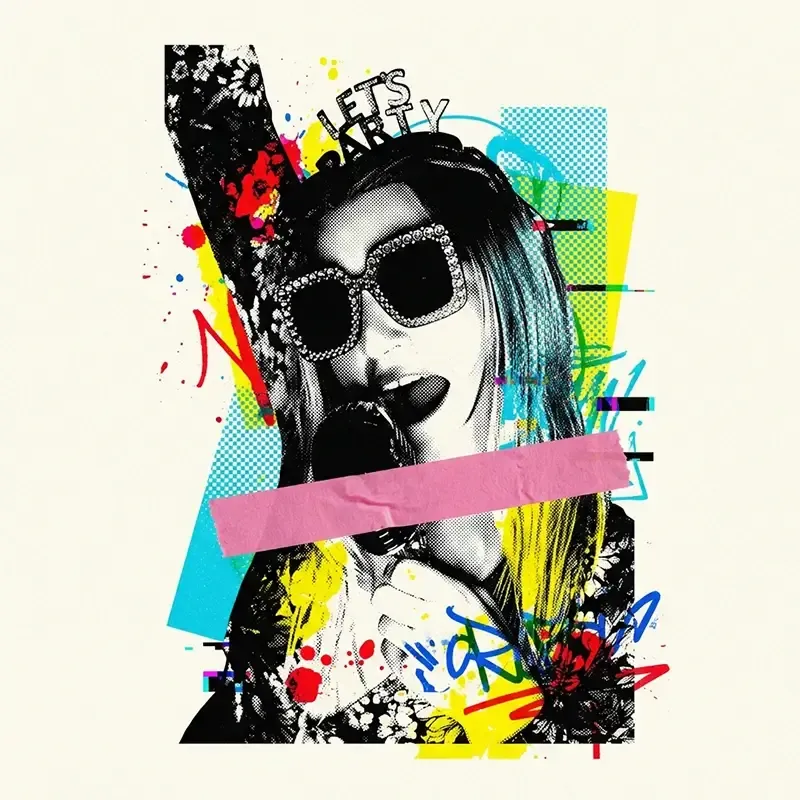 Trash pop art collage AI effect