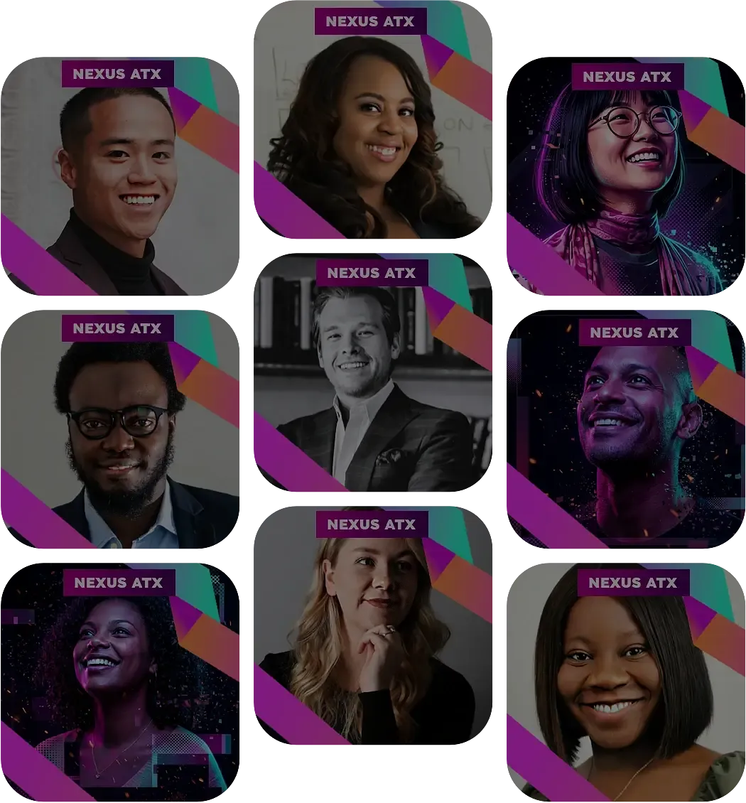 Virtual Booth photo on a phone showing a headshot at a conference with a branded overlay