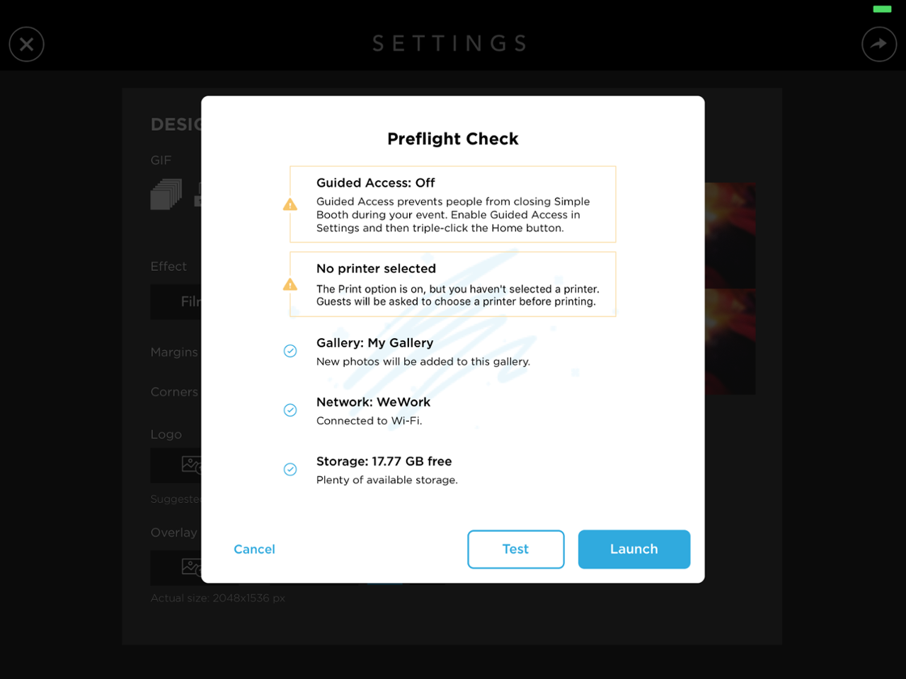 Simple Booth Preflight Check