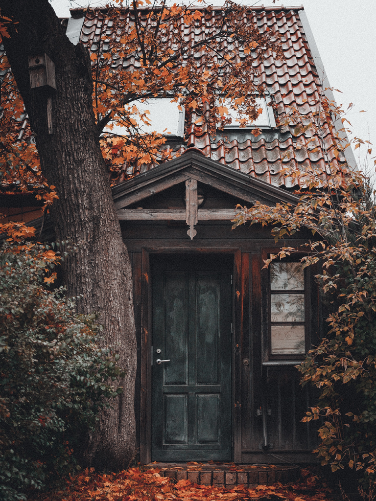 creepy cottage in fall 