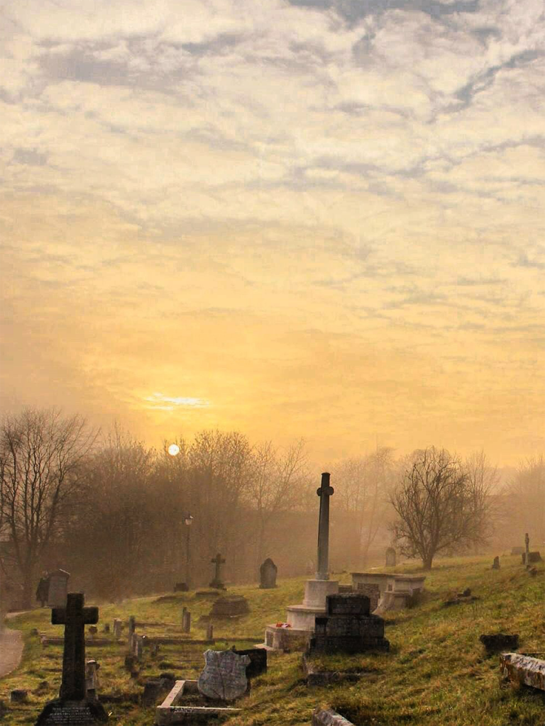 cemetery at sunset photo for halloween backdrop
