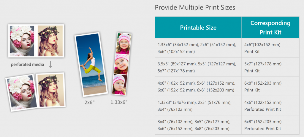 hitip535l print sizes chart photo booth printer