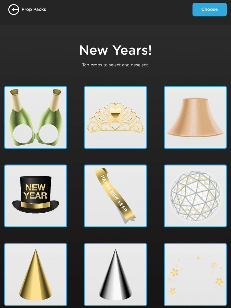 new year's eve photo booth props setup screen in simple booth