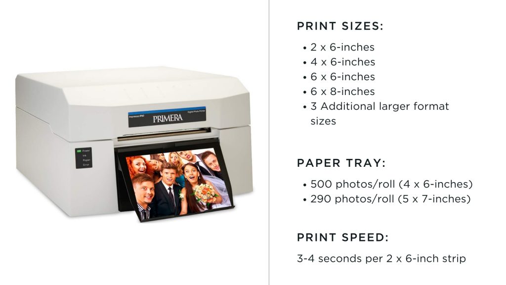 primera impressa photo booth printer with print size options