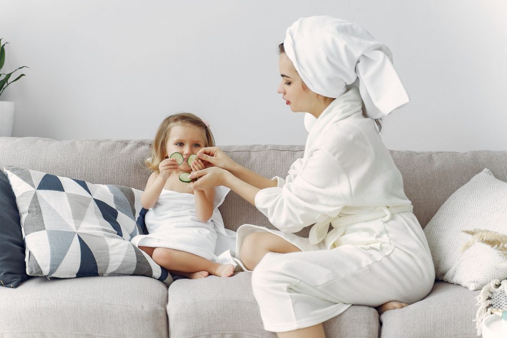 two girls having a spa day while at home