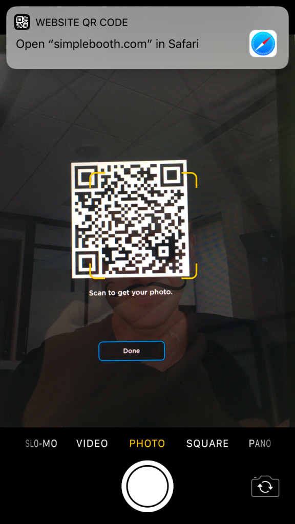 qr code for hands-free photo booth