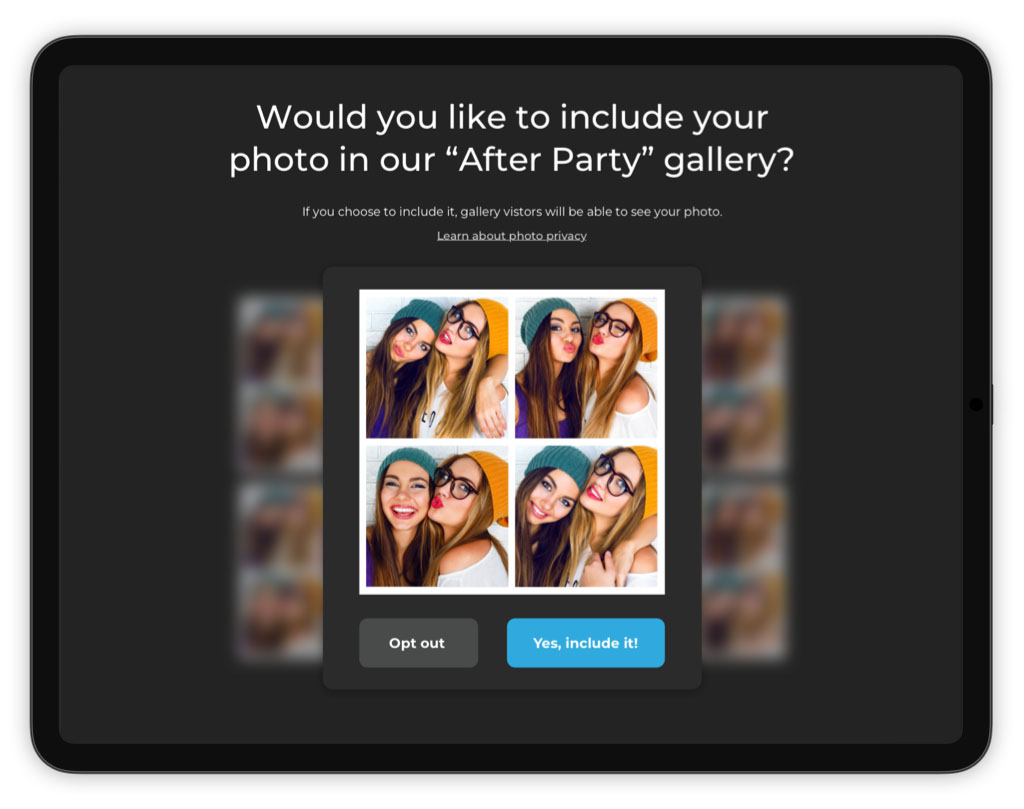 Gallery opt-in screen in HALO app