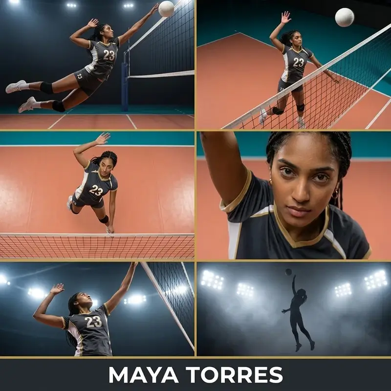 Volleyball player shown in a multi-angle highlight reel AI effect